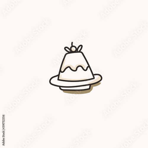 Cake icon on isolated background. Sweetness can be applied to the logo of the confectionery, website, menu. Cute cupcake with berries. Hand drawing. Vector. EPS 10.