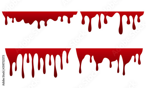 Set of dripping red blood. Vector illustration