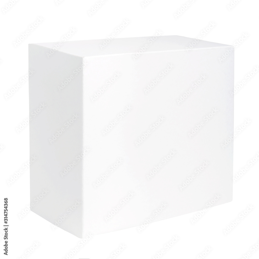 White cardboard box isolated on white background. Thin white box template for branding design. Place for your promo copy White cardboard box isolated on white background. Thin white box template for branding design. Place for your promo copy