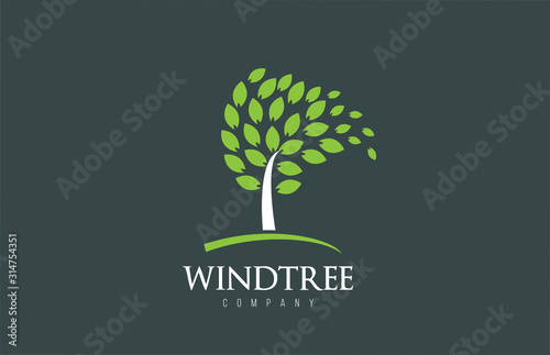 Tree logo design with leafs icon template elements company business