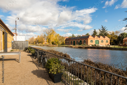 Valladolid, Spain. The Darsena (dock) of the Canal de Castilla (Canal of Castile), constructed in the 18th Century