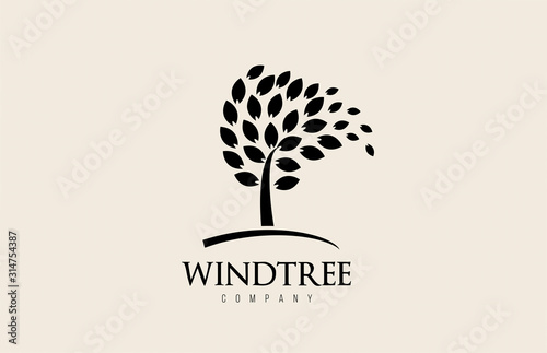 Tree logo design with leafs icon template elements company business