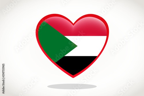 Free Download Sudan Flag in Heart Shape. Heart 3d Flag of Sudan, Sudan flag template design. - GFXLoad