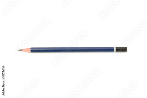 Blue pencil isolated on a white background