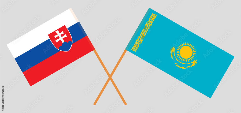 Crossed flags of Kazakhstan and Slovakia Crossed flags of Kazakhstan and Slovakia