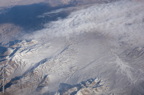 Desert lands of Nevada viewed from airplane