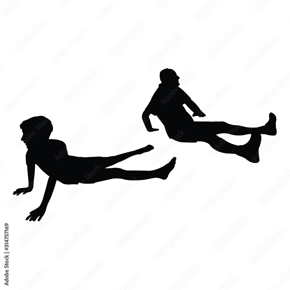 man and boy making exercise, silhouette vector man and boy making exercise, silhouette vector