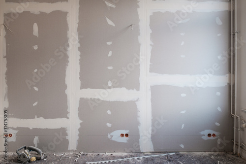 drywall background during flat renovation - dry wall room renovation -