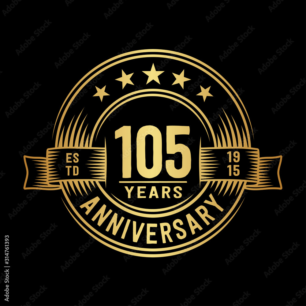 105 years anniversary celebration logotype. Vector and illustration.