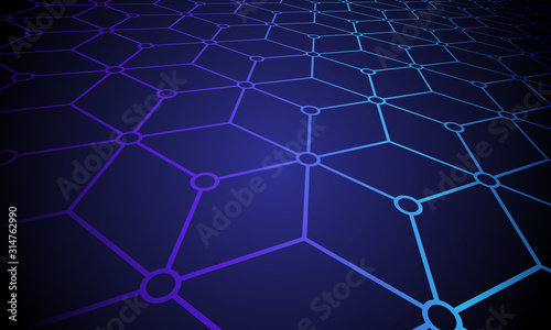 blockchain connected built structure, network concept, computer connection technology