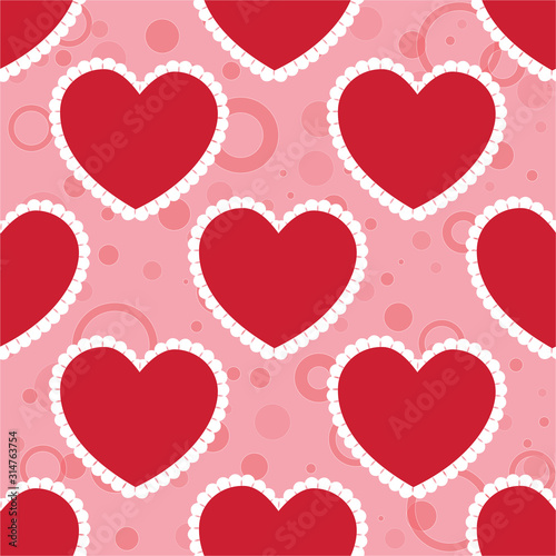 Seamless background with bright hearts.