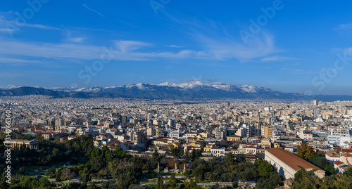 Fototapeta Naklejka Na Ścianę i Meble -  Day view to Athens and Lycabettus Hill in the background. Athens, Greece.