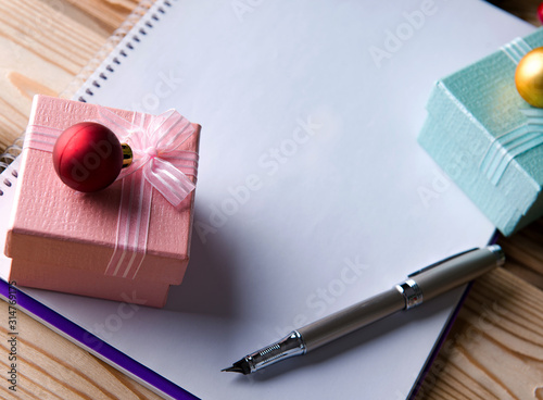 Blank message paper in christmas festive concept