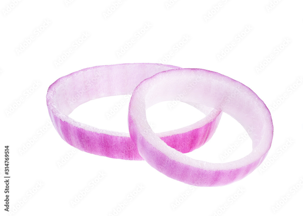 Sliced red onion rings isolated on white background. Sliced red onion rings isolated on white background.