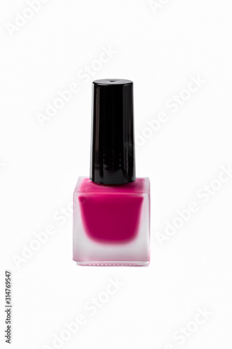Purple matte nail polish on a white background