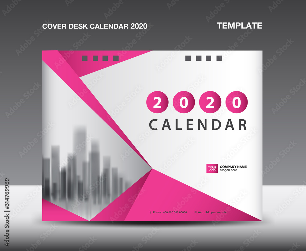 Cover calendar 2020 design, Desk Calendar Template vector, printing media creative idea design. annual report cover, Pink polygonal background concept, publication, advertisement. Cover calendar 2020 design, Desk Calendar Template vector, printing media creative idea design. annual report cover, Pink polygonal background concept, publication, advertisement.