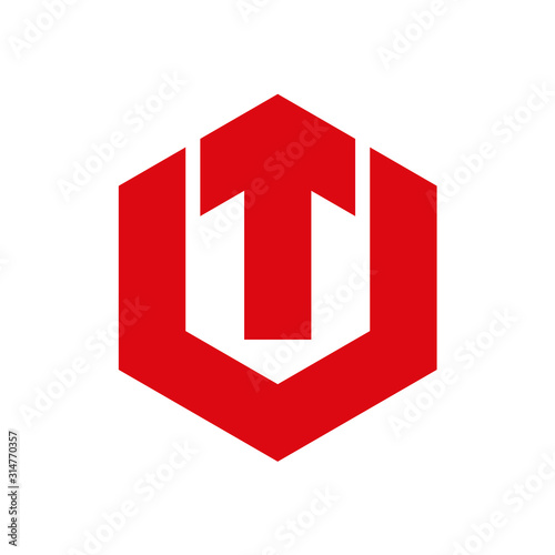 Hexagon with Arrow Up Logo Design