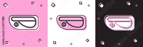 Set Car door handle icon isolated on pink and white, black background.  Vector Illustration