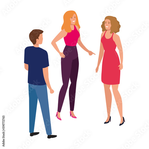 group of young people isolated icon