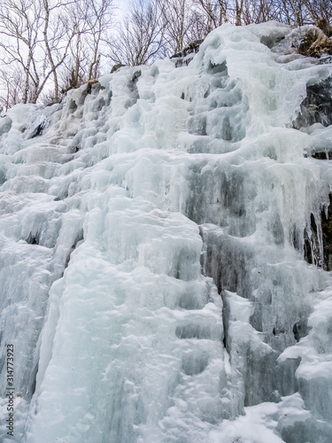 Frozen waterfalls in Adirondack Mountains