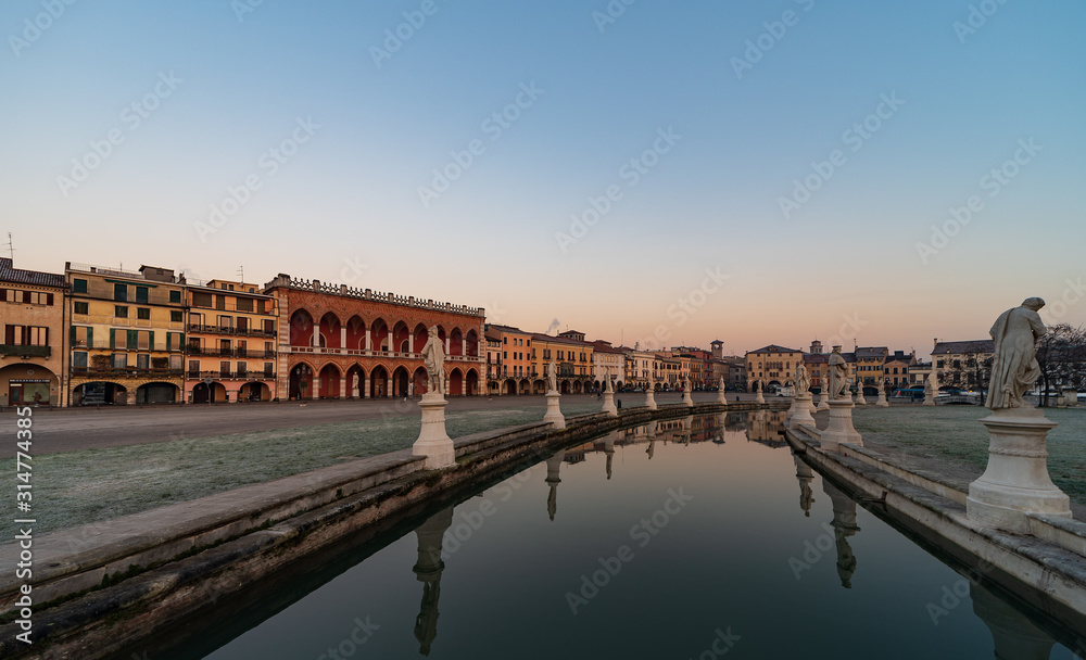 Prato della Valle, square in the city of Padua with the Memmia island