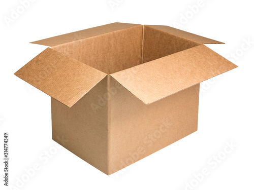 Fototapeta Naklejka Na Ścianę i Meble -  Empty open cardboard box isolated on white background