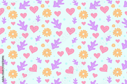 Pattern floral and shape hand draw background Premium design