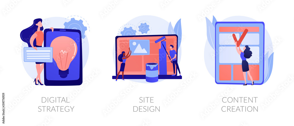 Creative writing, web development and mobile advertising flat icons set. Outbound marketing. Digital strategy, site design, content creation metaphors. Vector isolated concept metaphor illustrations Creative writing, web development and mobile advertising flat icons set. Outbound marketing. Digital strategy, site design, content creation metaphors. Vector isolated concept metaphor illustrations