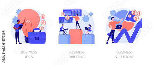 Successful development icons set. Innovative project, team building, analytical software. Business idea, business briefing, business solutions metaphors. Vector isolated concept metaphor illustrations
