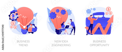 Professional marketing research, team collaboration, solutions search icons set. Business trend, design thinking, business opportunity metaphors. Vector isolated concept metaphor illustrations