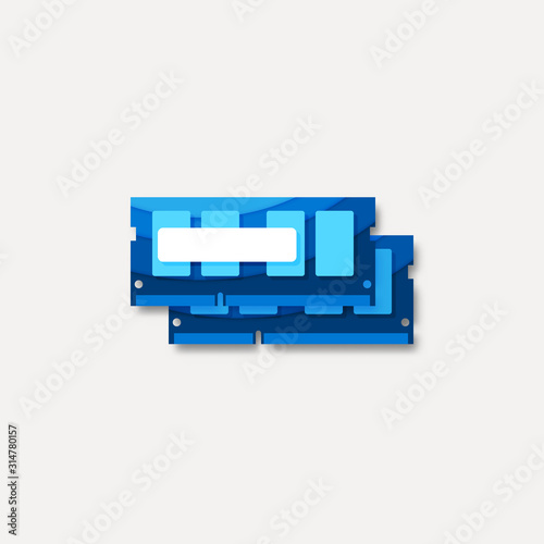 Memory two modules set blue colored material design vector icon / settings menu / shop product thumbnail