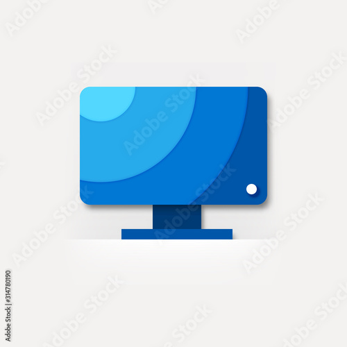 Computer display blue colored material design vector icon / settings menu / shop product thumbnail