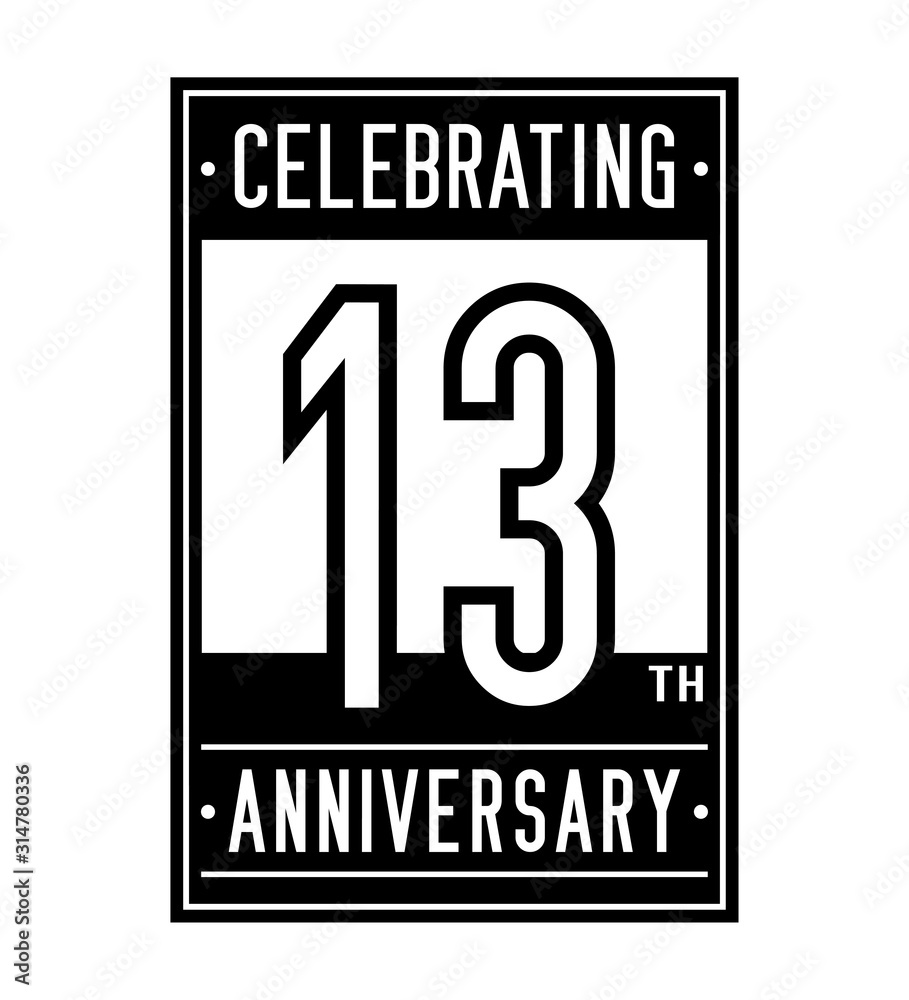 13 years logo design template. Anniversary vector and illustration.