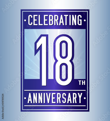 18 years logo design template. Anniversary vector and illustration.