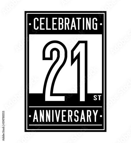 21 years logo design template. Anniversary vector and illustration.