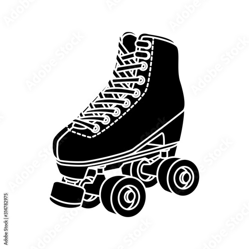 silhouette of roller skate of nineties retro isolated icon