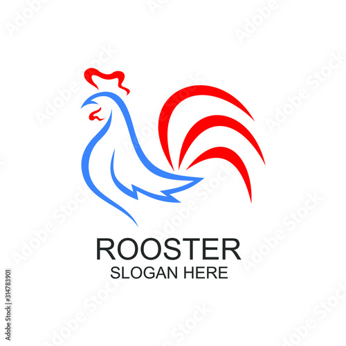 Rooster chicken logo design vector