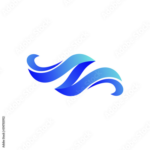 Letter n waves logo design