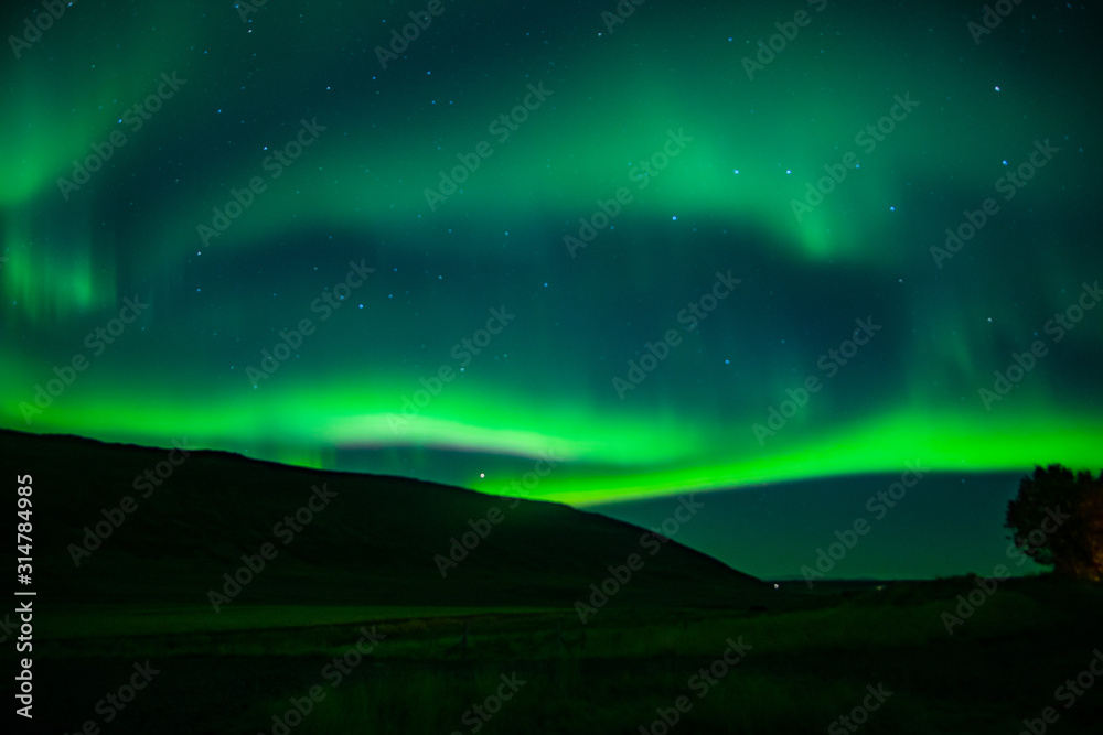 bright northern lights (aurora borealis) in Iceland