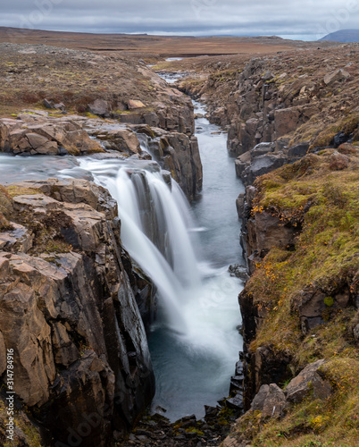 the stunning view along the waterfall circle hike in Laugarfell iceland