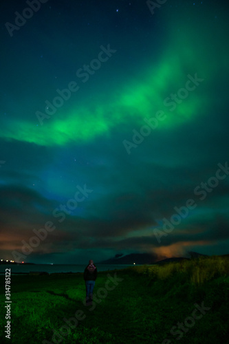 bright northern lights (aurora borealis) in Iceland