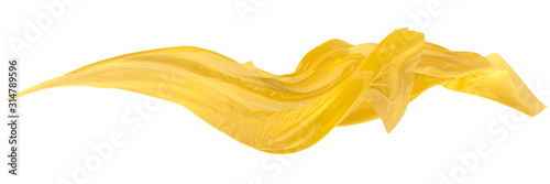 Abstract background of yellow wavy silk or satin. 3d rendering image.