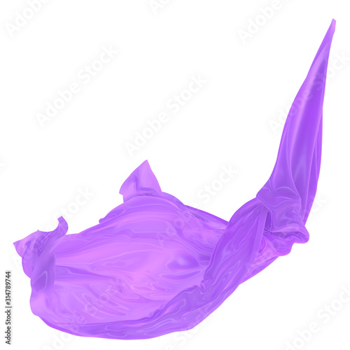 Abstract background of violet wavy silk or satin. 3d rendering image.