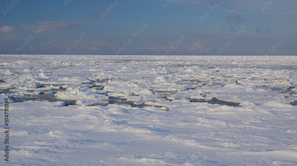 Drift Ice in the sea of OKhotsk, Hokkaido in Japan　北海道流氷