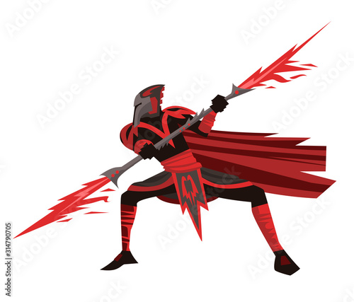 science fiction dark knight with plasma staff