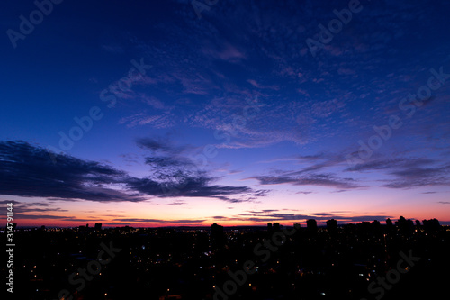 Sunrise in the city silhouette