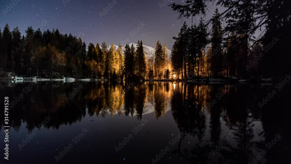 Timelapse de nuit au lac vert, Passy, France