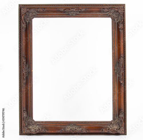 Photography Empty Antique Picture Frame with white background