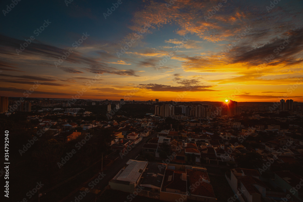 Sunrise at city of Ribeirao Preto in Brazil
