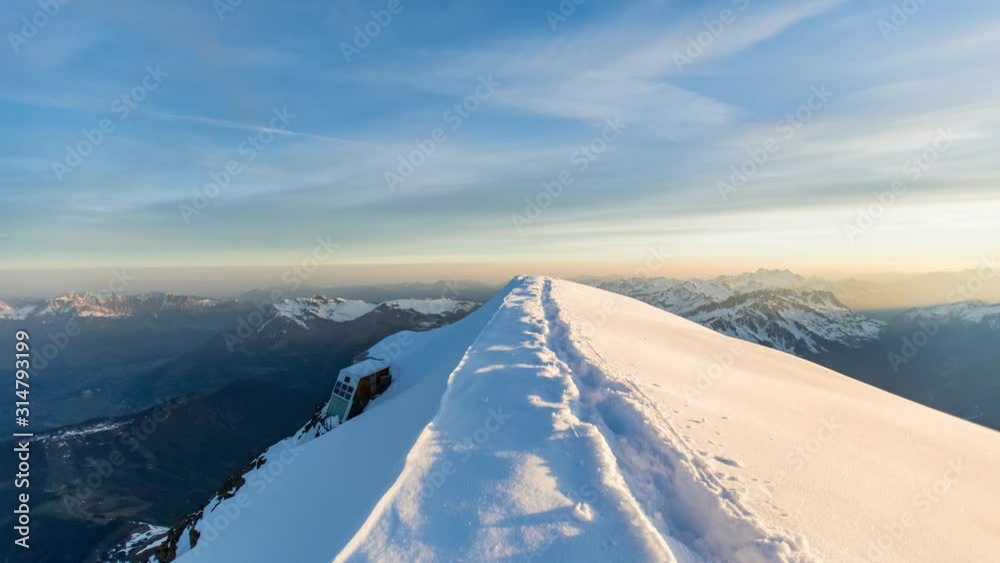 Timelapse sur la crête du Goûter pour monter au Mont Blanc, Saint Gervais Les Bains, France